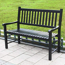Outdoor furniture Panca da Giardino panchina in Legno massello da terrazza, Poltrona da Balcone Moderna Nera Robusta e Stabile, Comoda Seduta a doghe con Schienale e braccioli, Naturalmente Oliato