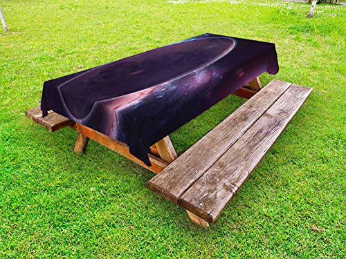 ABAKUHAUS Spazio Tovaglia da Esterno, Dark Side Pianeta Plutone, Tovaglia da Picnic Lavabile Decorativa, 145 cm x 265 cm, Multicolore