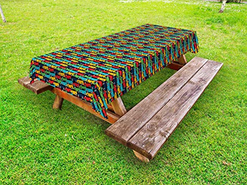 ABAKUHAUS Macchina da Corsa Tovaglia da Esterno, Mezzi Reticolo Variopinto, Tovaglia da Picnic Lavabile Decorativa, 145 cm x 210 cm, Charcoal Grigio Multicolore