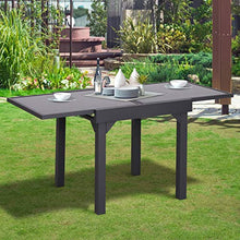 Outsunny Tavolino da Giardino Allungabile Estensibile con Piano in Vetro Temperato Metallo 160 x 80 x 75 cm Nero