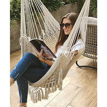Chihee Sedia Amaca Super Grande Sedia sospesa Corda di Cotone Filato Sedia per Tessitura, Spreader in Legno massello Sedile Largo Pizzo Sedia da Altalena Coperta Giardino Esterno Cortile