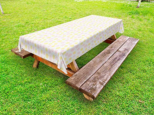 ABAKUHAUS Yellow Polka DOT Tovaglia da Esterno, Macchie Tone Pastello, Tovaglia da Picnic Lavabile Decorativa, 145 cm x 210 cm, Yellow Rose
