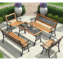 outdoor product Panchina da Terrazza Panchina da Esterno，Panca da Giardino con Schienale E Braccioli,Struttura in Ghisa E Sedili in Legno Massello Anticorrosivo,per Portici E Prati