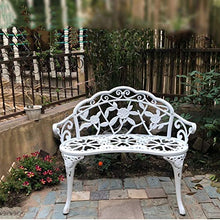Panchina da Giardino per Esterno, Sedia con Seduta in Metallo e Veranda Panca con Schienale, Panca da Giardino Piazza Portico Percorso Cortile Prato Decor Sedia per 2-3 Persone