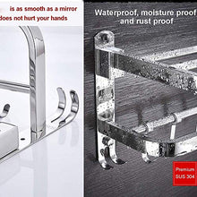 JSONA Portasciugamani da Bagno in Acciaio Inox, mensola portasciugamani a Doppio Strato, portasciugamani Pieghevole portasciugamani, 70 cm