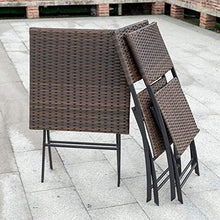 MUY Warmiehomy - Set di mobili da giardino in rattan, set da 3 pezzi, tavolo e sedie pieghevoli per esterni, per balcone, caffè, cortile, marrone, marrone