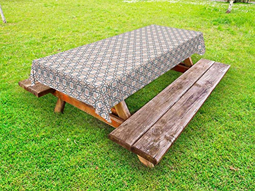 ABAKUHAUS Geometria Astratta Tovaglia da Esterno, Classica Retro, Tovaglia da Picnic Lavabile Decorativa, 145 cm x 265 cm, White Salmon Dimgray