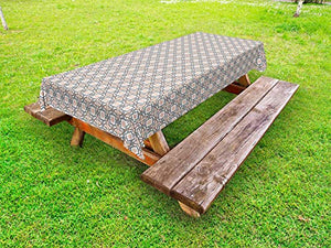 ABAKUHAUS Geometria Astratta Tovaglia da Esterno, Classica Retro, Tovaglia da Picnic Lavabile Decorativa, 145 cm x 265 cm, White Salmon Dimgray