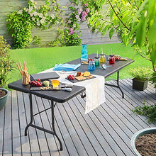 Casaria Tavolo da Giardino Tavolo da Campeggio Look PolyRattan 180 cm Tavolino Pieghevole Esterno Nero