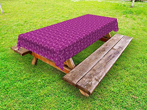 ABAKUHAUS Damasco Tovaglia da Esterno, Fiori Astratti Graphic, Tovaglia da Picnic Lavabile Decorativa, 145 cm x 305 cm, Magenta Fucsia