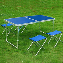 Rund Kit DE Table ET 4 Chaises Planbles Multiware - Portable - pour Extérieur: Piquet-Nique, Jardin, Dîner, Camping - Bleu