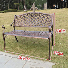 Panchina da giardino in metallo Panchina da giardino per il tempo libero, panchine da patio in alluminio pressofuso resistente alle intemperie, panchina da cortile retrò con schienale e corrimano,