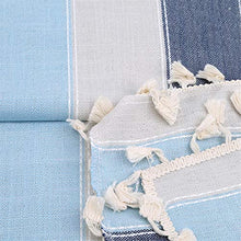 Weisin Dining Table Cloth Blue Spliced Stripe Tassel Tablecloth Decorative Home Accessory,Blu Navy