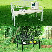 Panchina da Giardino per Esterno, Sedia con Seduta in Metallo e Veranda Panca con Schienale, Panca da Giardino Piazza Portico Percorso Cortile Prato Decor Sedia per 2-3 Persone