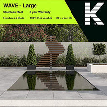 Kangular Wave grande interrato, altezza sopra terra 2,2 m larghezza 1,5 m, acciaio inossidabile, doghe in legno duro, garanzia 5 anni, completamente riciclabile, brevettato.