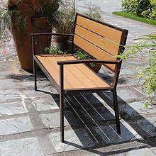 Panchine da giardino con terrazza Panchina da giardino per il tempo libero all'aperto, panchina da patio resistente alle intemperie con struttura in ghisa e legno massello anticorrosivo, panchina