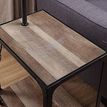 HMDJW Comodino luci LED con - Medieval Modern Living Room Dining Table - Comodino con Wireless Charging Pad e Porta USB - Treppiede Legno Naturale