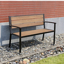 household products Panca da Esterno per Sedia da Parco, Panca da Giardino in Ghisa con Schienale, Panca da Giardino con Sedile in Legno di Plastica Impermeabile, può Ospitare 2-3 Persone