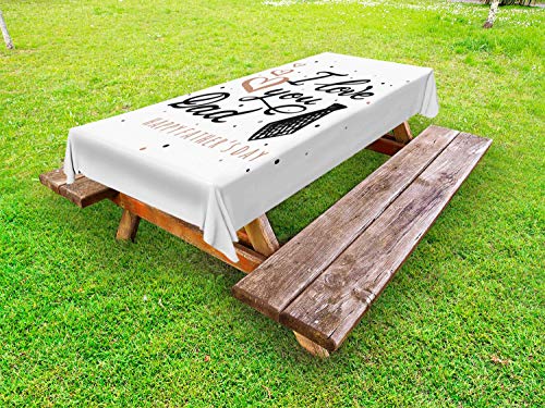 ABAKUHAUS Festa del papà Tovaglia da Esterno, I Love You Dad Citando, Tovaglia da Picnic Lavabile Decorativa, 145 cm x 210 cm, Pallido ruggine Antracite