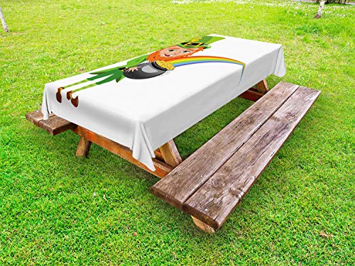 ABAKUHAUS Fata Tovaglia da Esterno, Iconic Irish Carattere, Tovaglia da Picnic Lavabile Decorativa, 145 cm x 265 cm, Lime Green Charcoal Grey