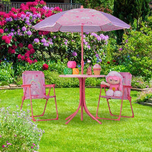 Relaxdays, Rosa Tavolo Bambini con Ombrellone, Set con 2 Sedie, da Campeggio & Giardino, Tavolino Picnic