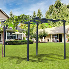 Outsunny Pergola Pergola da Giardino Decorabile Rampicanti Palloncini in Ferro 300 x 300 x 230 cm Nero