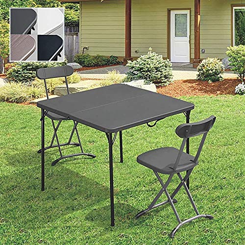 MUY - Set di mobili da giardino pieghevoli/tavolo e sedie speciali da campeggio – leggero e compatto in acciaio – 1 tavolo con 4 sedie