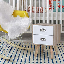 YRRA Mid-Century Moderno tavolino da Notte in Legno Comodino con 2 cassetti per Soggiorno Camera da Letto mobili per la casa (Burlywood e Bianco 1 Confezione)