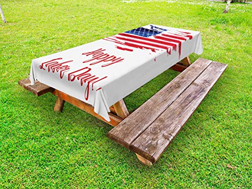 ABAKUHAUS Giorno lavorativo Tovaglia da Esterno, Sketchy Country Flag, Tovaglia da Picnic Lavabile Decorativa, 145 cm x 210 cm, Vermilion Viola Scuro