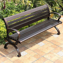Panchina per Terrazza da Parco Panchina per Tempo Libero, Panche da Giardino in Metallo Resistenti Alle Intemperie e Lunga Durata, 3 Posti Panchine Decorative da Prato per Cortili e Portici