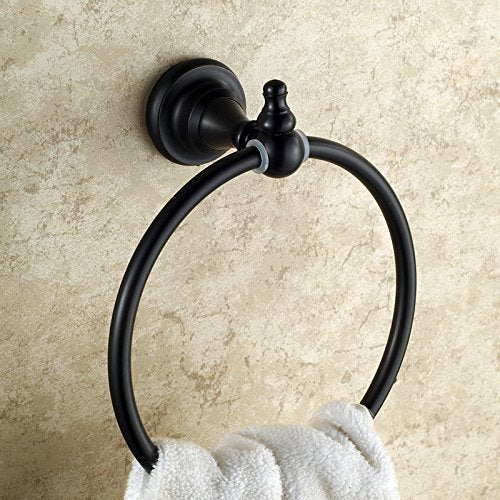 MBYW moderno minimalista alto carico portasciugamani porta asciugamani bagno portasciugamani europeo anello di rame accessori bagno ciondolo nero antico Adatto per bagno, camera da letto, cucina