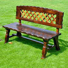 YZ-YUAN Panchina da Giardino panchina da terrazza panchina da Balcone panchina da Esterno, panchina da Giardino con Schienale in Rete, sedili in Legno massello retrò in Legno anticorrosivo carbonizz