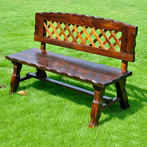 YZ-YUAN Panchina da Giardino panchina da terrazza panchina da Balcone panchina da Esterno, panchina da Giardino con Schienale in Rete, sedili in Legno massello retrò in Legno anticorrosivo carbonizz
