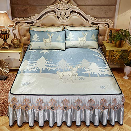 Nileco Coprimaterasso di Raffreddamento,con Federa Fodera del Materasso Pad Ipoallergenico Raffreddamento Alternativo Materasso Futon Trapuntato Lavabile-c 200x220cm(78x86inch)