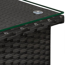 Deuba Tavolino da giardino in rattan nero 50x50x45cm piano in vetro lucido tavolo esterno balcone terrazzo patio