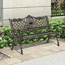 Panchina per terrazza del parco Panchina per il tempo libero all'aperto, Panchina da giardino retrò in alluminio pressofuso resistente alle intemperie, Panchine da giardino decorative nel cortile e