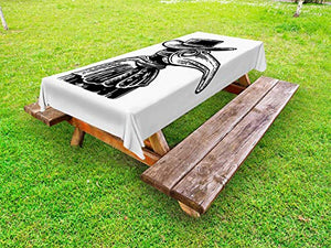 ABAKUHAUS Halloween Tovaglia da Esterno, Monochrome Medico della Peste, Tovaglia da Picnic Lavabile Decorativa, 145 cm x 305 cm, Charcoal Grey And White