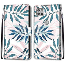 Nadoli Custodia Pelle per Mote G 5G,Colorato Dipinto Rosa Verde Le Foglie Cinturino da Polso Porta Carte Magnetico Portafoglio Protettiva Cover