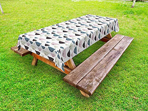 ABAKUHAUS subacqueo Tovaglia da Esterno, Divertente Surreale Pesce, Tovaglia da Picnic Lavabile Decorativa, 145 cm x 265 cm, Bianco Multicolor