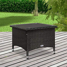 Deuba Tavolino da giardino in rattan nero 50x50x45cm piano in vetro lucido tavolo esterno balcone terrazzo patio