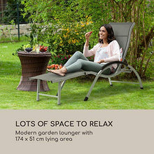 blumfeldt Sunnyvale - Sedia a Sdraio da Giardino, Lounger, Schienale con 4 Regolazioni, Poggiapiedi Pieghevole, Superficie: 174 x 51 cm, Materiale Idrorepellente, PVC/Poliestere, Grigio