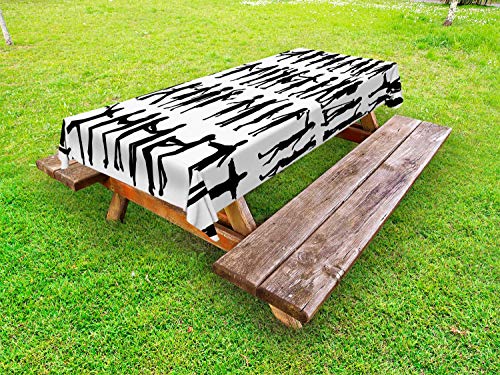 ABAKUHAUS Silhouette Tovaglia da Esterno, Classe di Danza Divertimento per Bambini, Tovaglia da Picnic Lavabile Decorativa, 145 cm x 305 cm, Charcoal Grey Bianco