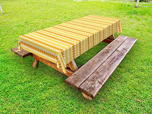 ABAKUHAUS Argyle Tovaglia da Esterno, Monochrome Rombi, Tovaglia da Picnic Lavabile Decorativa, 145 cm x 305 cm, Senape Scuro Peach