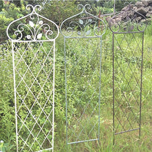QILIN Palizzata del Giardino, Griglia in Ferro, Recinzione Decorativa, Barriera per Animali, Struttura per Rampicanti, Uccelli E Foglie, Verde Invecchiato/Bianco Invecchiato (2 Pezzi)