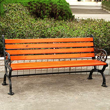 Outdoor Furniture Panchina da Giardino per Esterni Sedia da Parco in Metallo, Panca da Balcone in Legno massello anticorrosivo a 2-3 posti, Robusta Struttura in ghisa antiruggine da 120 cm