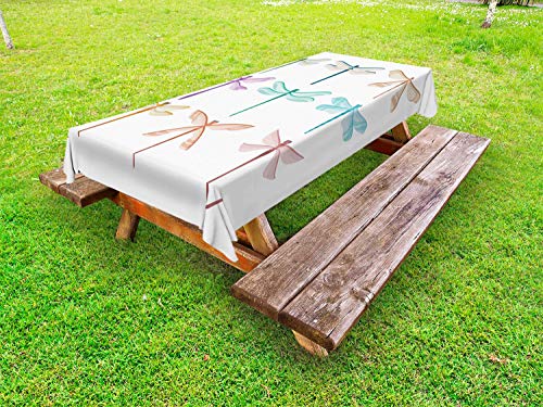 ABAKUHAUS Libellula Tovaglia da Esterno, Insetti Vivid, Tovaglia da Picnic Lavabile Decorativa, 145 cm x 210 cm, Multicolore