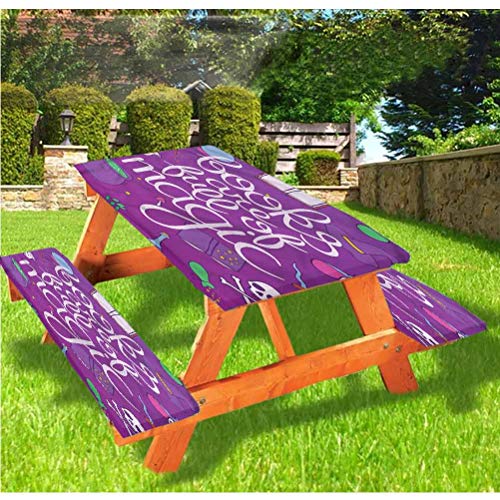 LEWIS FRANKLIN Tenda da doccia per tavolo da picnic e panchina, tovaglia con bordo elastico magico da stregoneria, 60 x 72 cm, set da 3 pezzi per tavolo pieghevole