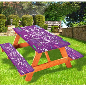 LEWIS FRANKLIN Tenda da doccia per tavolo da picnic e panchina, tovaglia con bordo elastico magico da stregoneria, 60 x 72 cm, set da 3 pezzi per tavolo pieghevole