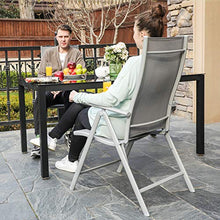 SONGMICS Set di 2 Sedie da Giardino Pieghevoli, Sedia da Esterno con Struttura in Ferro Resistente, Schienale Reclinabile a 8 Angoli, Max Portata 150 kg, Grigio GCB03GYV1