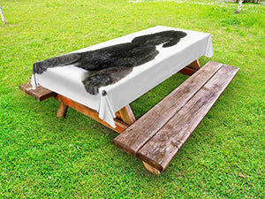 ABAKUHAUS Barboncino Tovaglia da Esterno, Fluffy Razza Love Animal, Tovaglia da Picnic Lavabile Decorativa, 145 cm x 305 cm, Grigio Scuro Bianco
